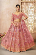 Pink Banarasi Aari Work Lehenga with Dupatta KSR