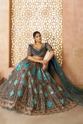 Blue Banarasi Aari Work Lehenga with Dupatta KSR