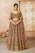 Coffee Banarasi Aari Work Lehenga with Dupatta KSR