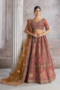 Coffee Banarasi Aari and Sequins Work Lehenga with Dupatta for Brides KSR