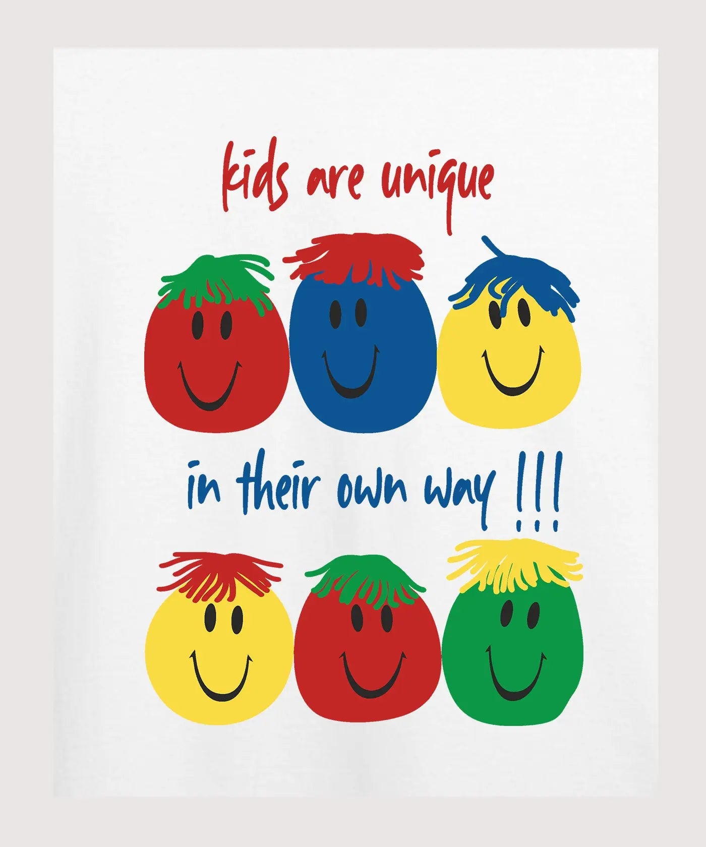 "Kids Are Unique" - Kids Unisex T-Shirt – Premium Round Neck - White - 100% Cotton Offbeat