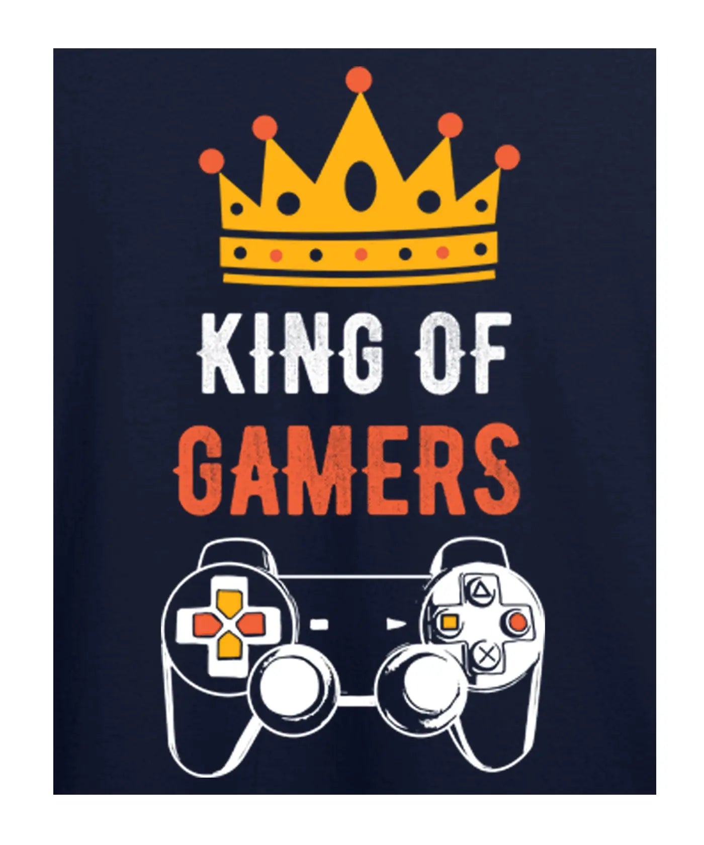 "King of Gamers" - Juniors Unisex T-Shirt – Premium Round Neck - Navy Blue - 100% Cotton Offbeat