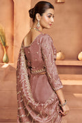 Premium Old Rose Saree with Heavy Embroidery and Blouse Fabric LF