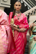 Regal Pink Banarasi Silk Saree with Golden Zari Detailing LF