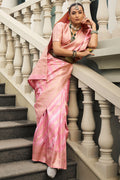 Pink Banarasi Silk Saree with Intricate Zari Work – Bridal & Festive Special LF