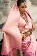 Pink Banarasi Silk Saree with Intricate Zari Work – Bridal & Festive Special LF
