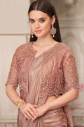 Bridal-Inspired Designer Saree in Gold with Golden Embellishments jacket LF