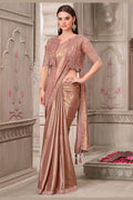 Bridal-Inspired Designer Saree in Gold with Golden Embellishments jacket LF