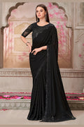 Ethnic Georgette Saree in Black with Designer Blouse LF