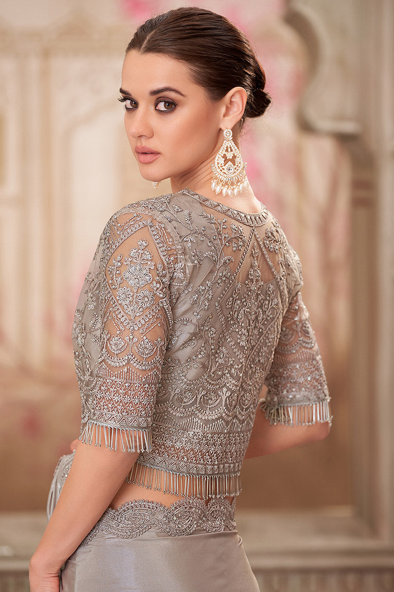 Shimmer Sartin Silk Thread Embroidery Sequins Border Work With Embroidery Blouse Jacket LF