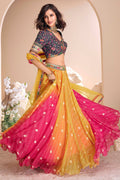 Vibrant Multicolour Bandhani Lehenga Choli with Embroidered Blouse LF