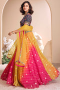 Vibrant Multicolour Bandhani Lehenga Choli with Embroidered Blouse LF
