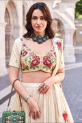 Cream Bandhani Lehenga Choli with Embroidered Blouse LF