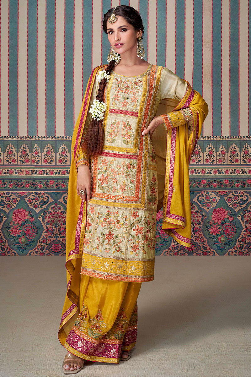 Stunning Cream Salwar set who love vibrant ethnic fashion LF
