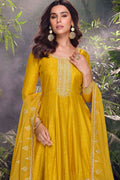 Yellow Designer Salwar set with Sequins & Embroidered Work LF
