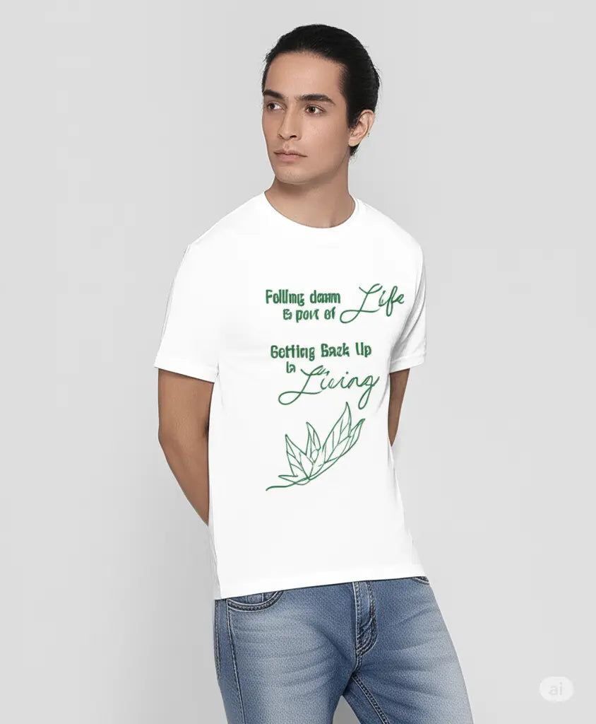 Life And Living - Graphic T-Shirt – 100% Cotton - Sunflower Yellow & White Variants Offbeat