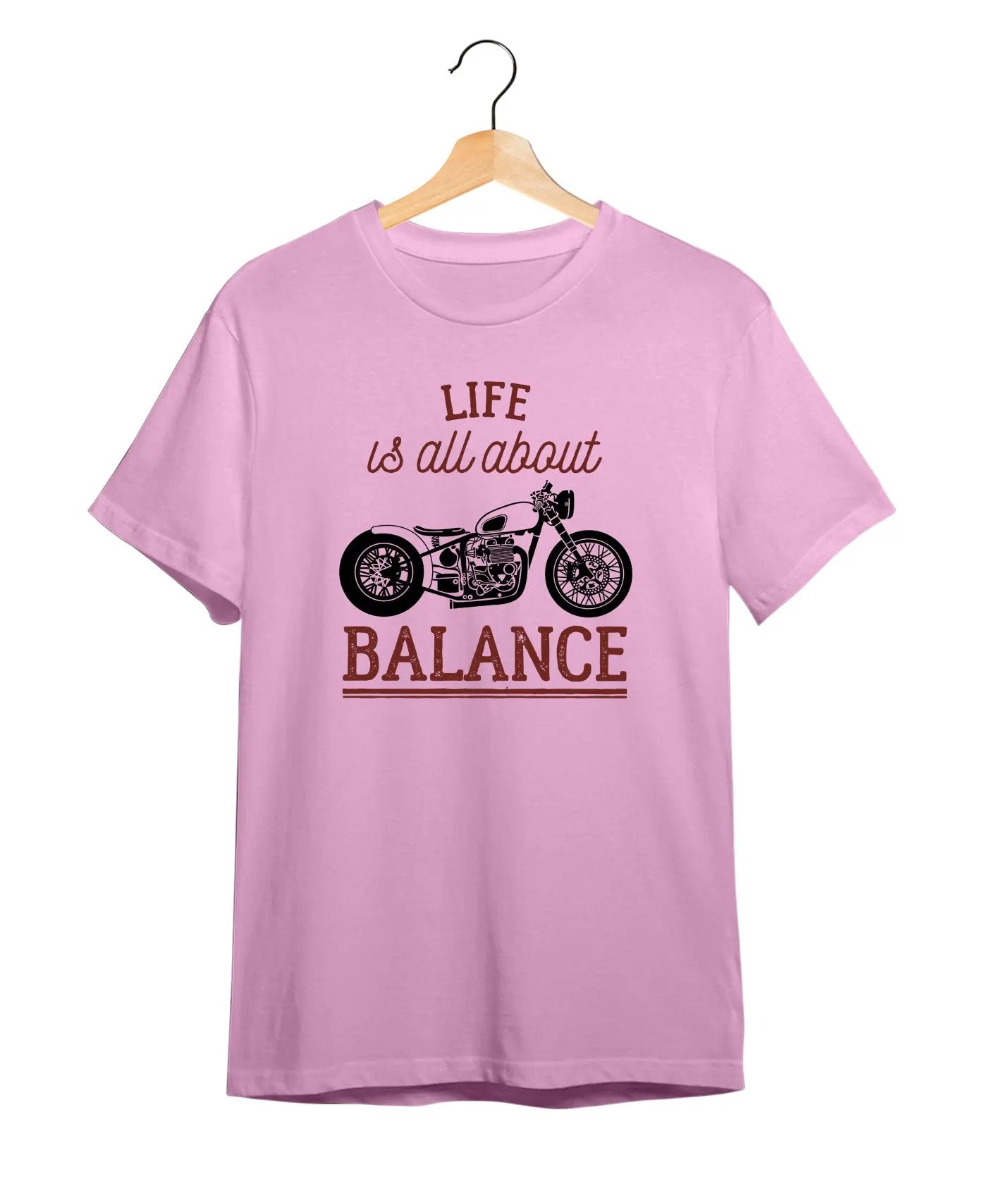 "Life is About Balance" Printed T-Shirt – Premium Round Neck - Orchid Purple - 100% Cotton Offbeat