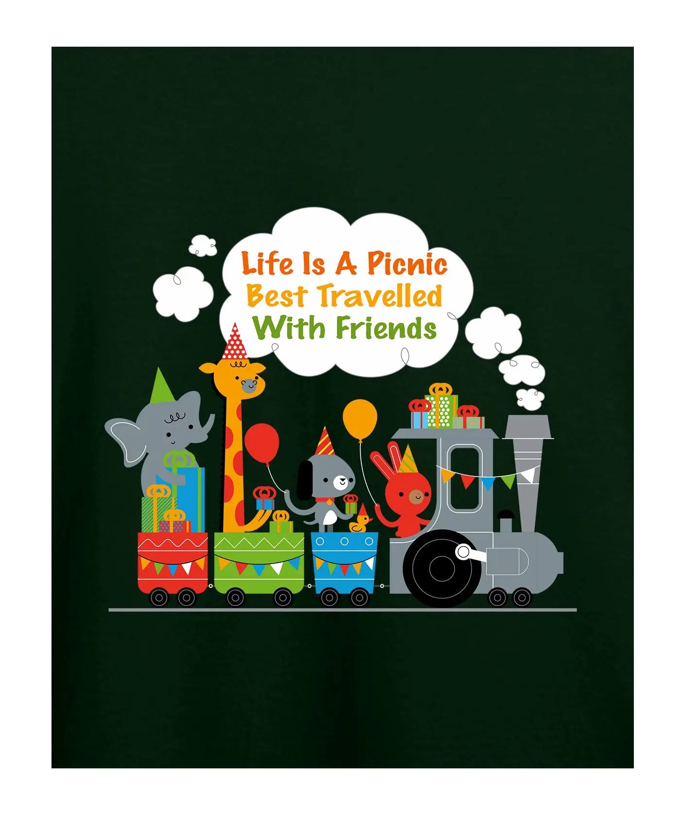 "Life is a Picnic Best" - Kids Unisex T-Shirt – Premium Round Neck - Bottle Green - 100% Cotton Offbeat
