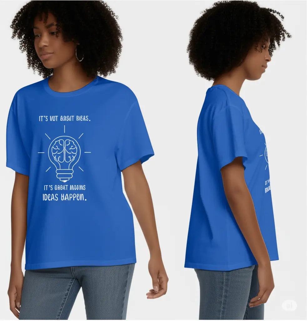 Making Ideas Happen - Women Graphic T-Shirt – 100% Cotton - Electric Blue & Navy Blue Variants Offbeat