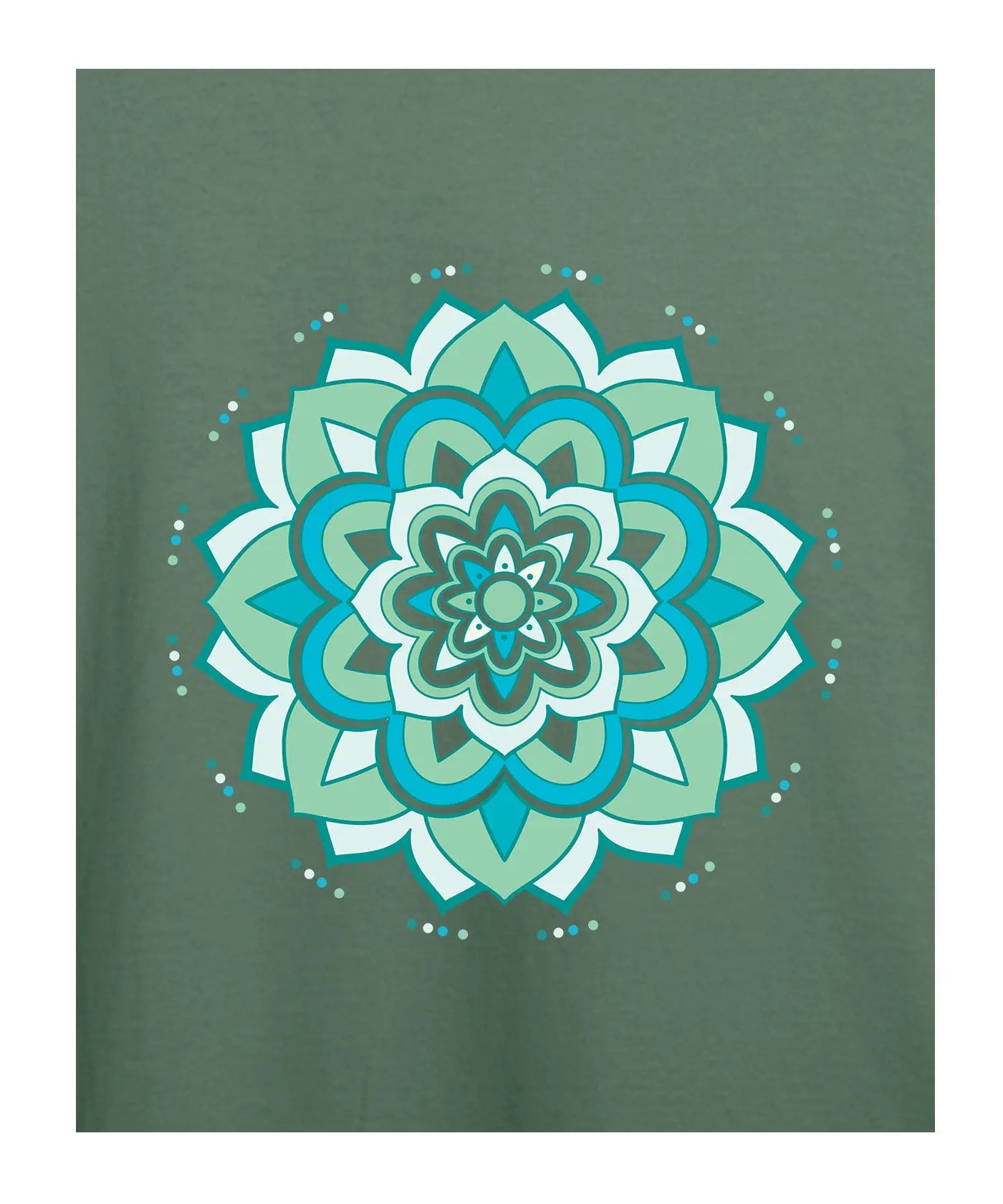 Mandala Yoga - Women’s T-Shirt – Premium Round Neck - Basil Green - 100% Cotton Offbeat