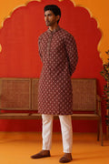 Maroon Viscose rayon Embroidered Designer Kurta Pajama Set - Traditional Wear VA