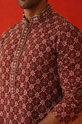 Maroon Viscose rayon Embroidered Designer Kurta Pajama Set - Traditional Wear VA