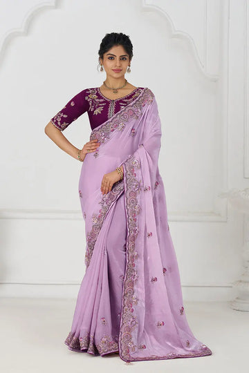 Mauve Color Saree in Zari & Sequin Work on Luxurious Fendi Fabric KSR