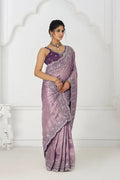 Mauve Silk Saree with Sequin Embroidery for Brides KSR