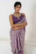 Mauve Silk Saree with Sequin Embroidery for Brides KSR