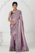 Mauve Silk Saree with Sequin Embroidery for Brides KSR