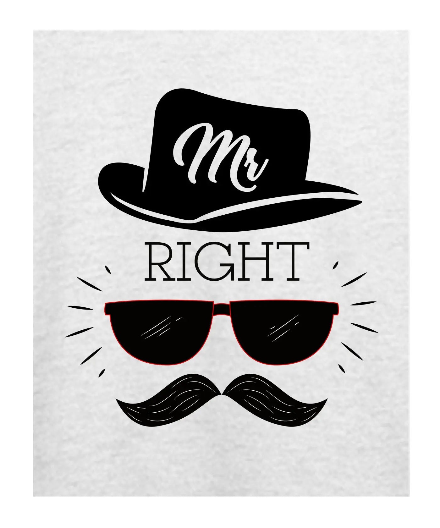 "Mr. Right" Printed T-Shirt – Premium Round Neck - White - 100% Cotton Offbeat