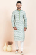 Multi Color & White Cotton Printed Kurta Pajama Set | Party Wear RTI