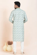 Multi Color & White Cotton Printed Kurta Pajama Set | Party Wear RTI