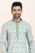 Multi Color & White Cotton Printed Kurta Pajama Set | Party Wear RTI
