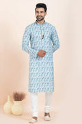 Multi Color & White Cotton Printed Kurta Pajama Set | Traditional Wear RTI