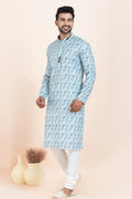 Multi Color & White Cotton Printed Kurta Pajama Set | Traditional Wear RTI