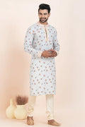Multi Color & White Cotton Printed Kurta Pajama Set | Wedding Wear RTI