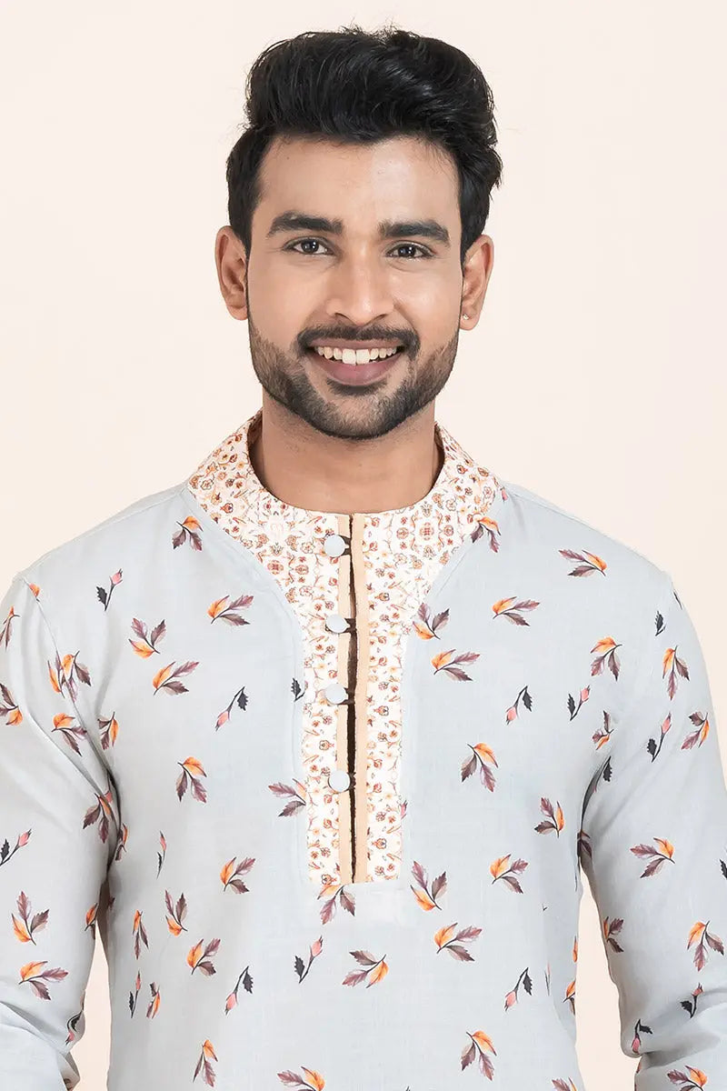 Multi Color & White Cotton Printed Kurta Pajama Set | Wedding Wear RTI