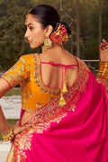 Multi color Banarasi Silk Bridal Lehenga with Rani Pink Dupatta, Zari & Mirror Work VA