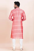 Multi-color & White Cotton Jacquard Printed Kurta Pajama Set - Traditional Wear RTI
