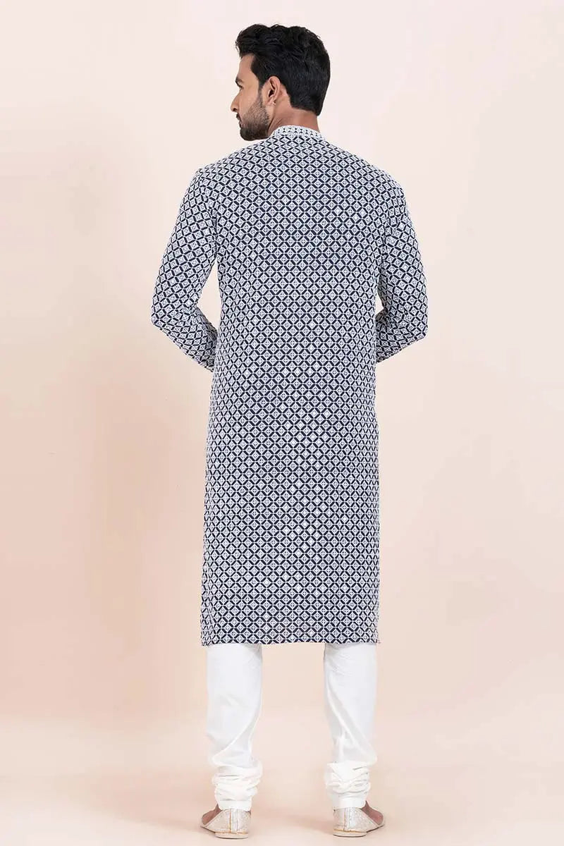 Multi-color & White Rayon Printed Kurta Pajama Set - Traditional Wear RTI