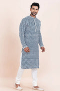 Multi-color & White Rayon Printed Kurta Pajama Set - Traditional Wear RTI