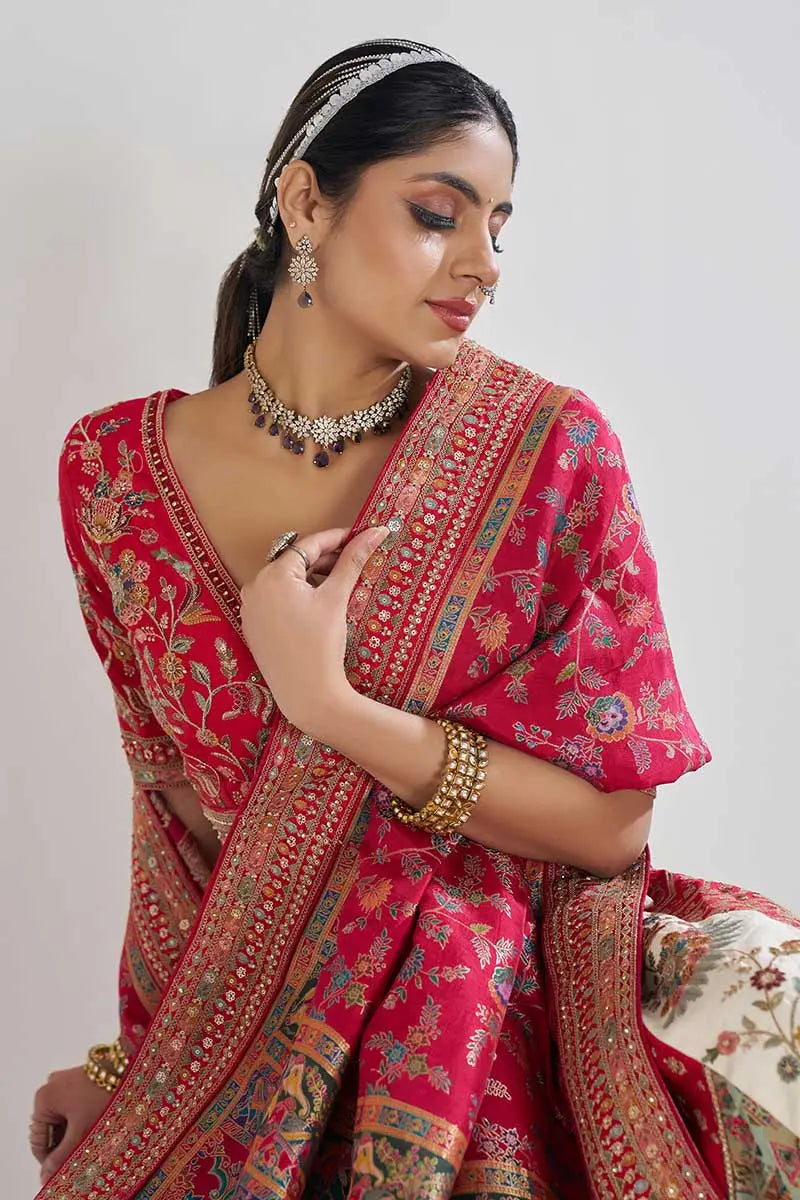 Multicolour Banarasi Mosaic Bridal Lehenga with Scallop Detailing in Silk KSR