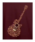 Musical Guitar Typography Print - Women's Graphic T-Shirt – Maroon  - 100% Cotton Offbeat
