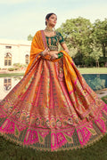 Mustard Banarasi Silk Bridal Lehenga with Zari & Mirror Work VA