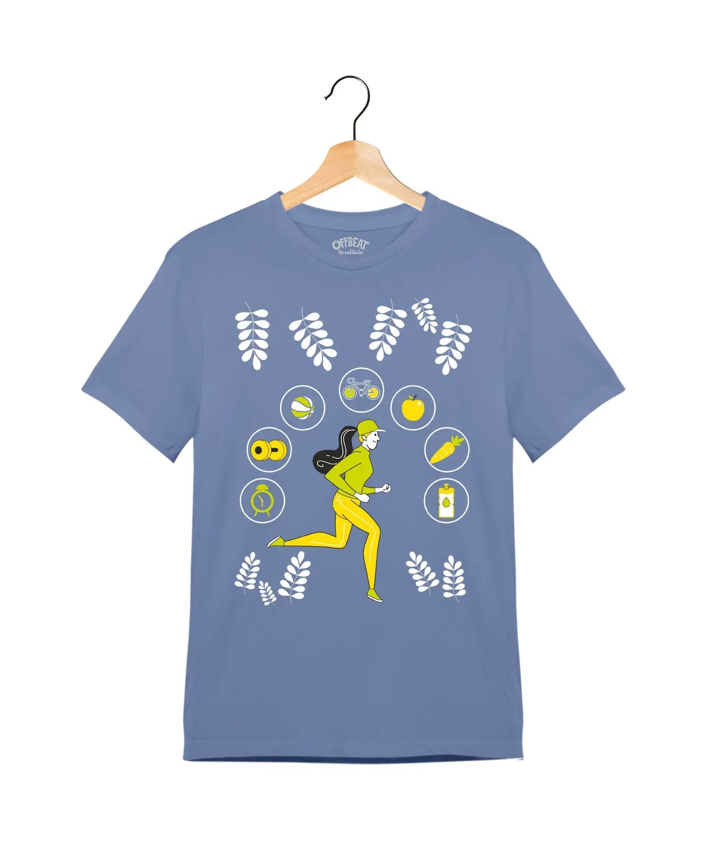 "My Activity" - Juniors Unisex T-Shirt – Premium Round Neck - Pigeon Blue - 100% Cotton Offbeat