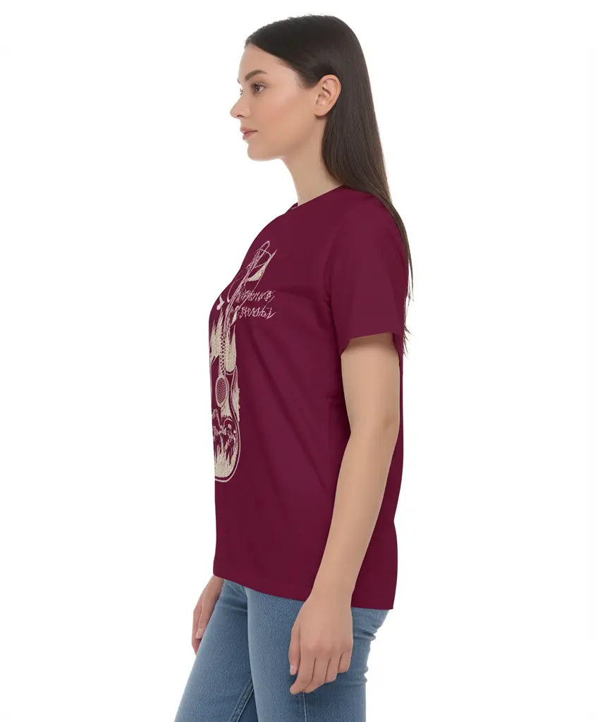 Nature's Rythym - Women Graphic T-Shirt – 100% Cotton - Maroon & White Variants Offbeat
