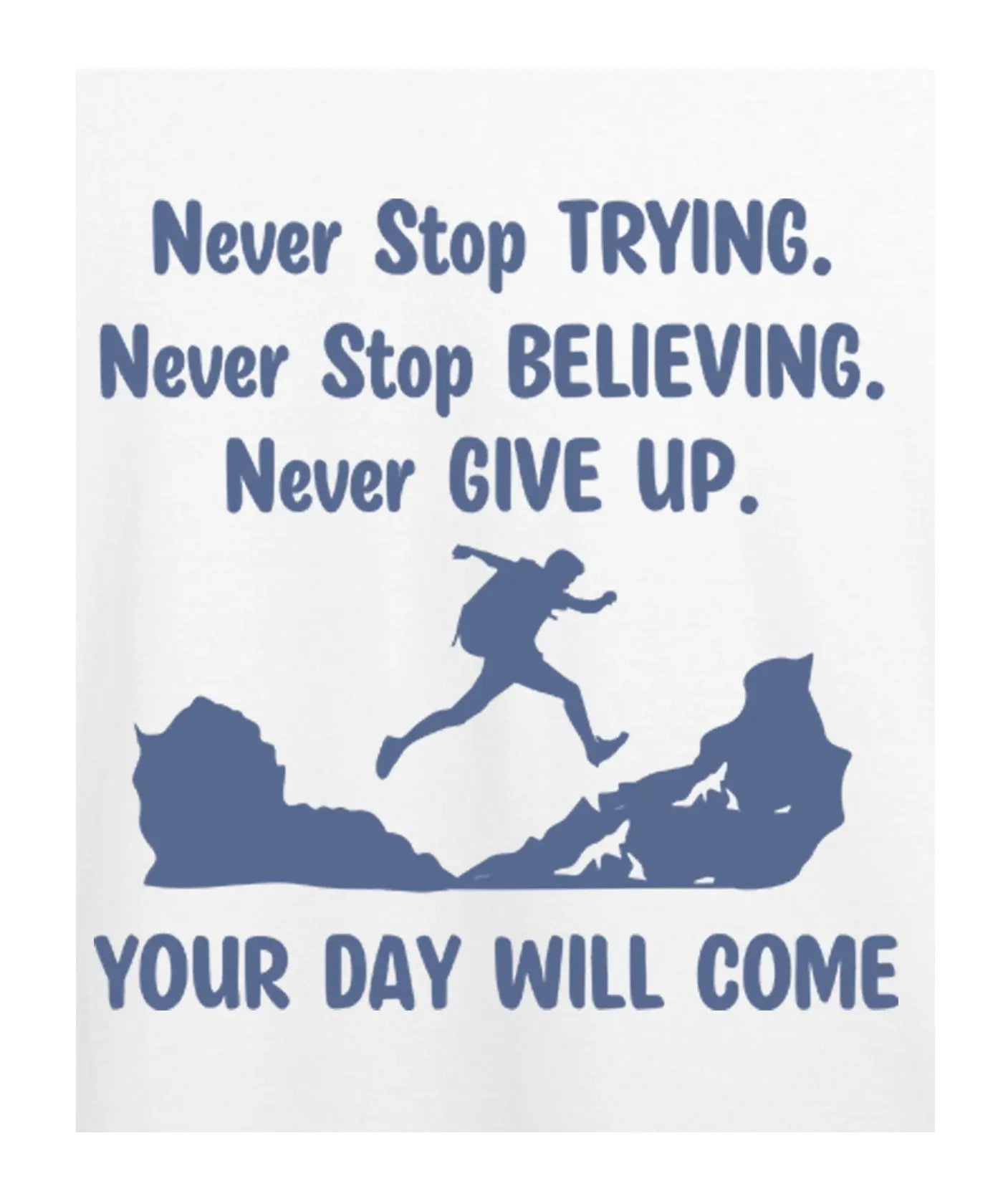 "Never Give Up" Printed T-Shirt – Premium Round Neck - Maroon and White - 100% Cotton Offbeat