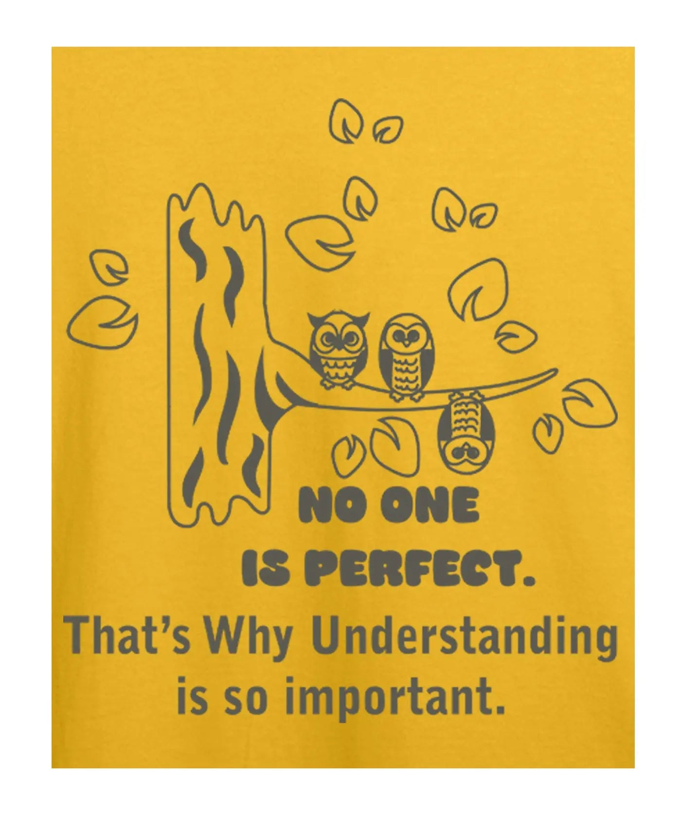 "No One Is Perfect" Printed T-Shirt – Premium Round Neck - Sunflower Yellow and Maroon - 100% Cotton Offbeat