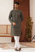 Olive Viscose Rayon Embroidered Designer Kurta Pajama Set - Traditional Wear VA